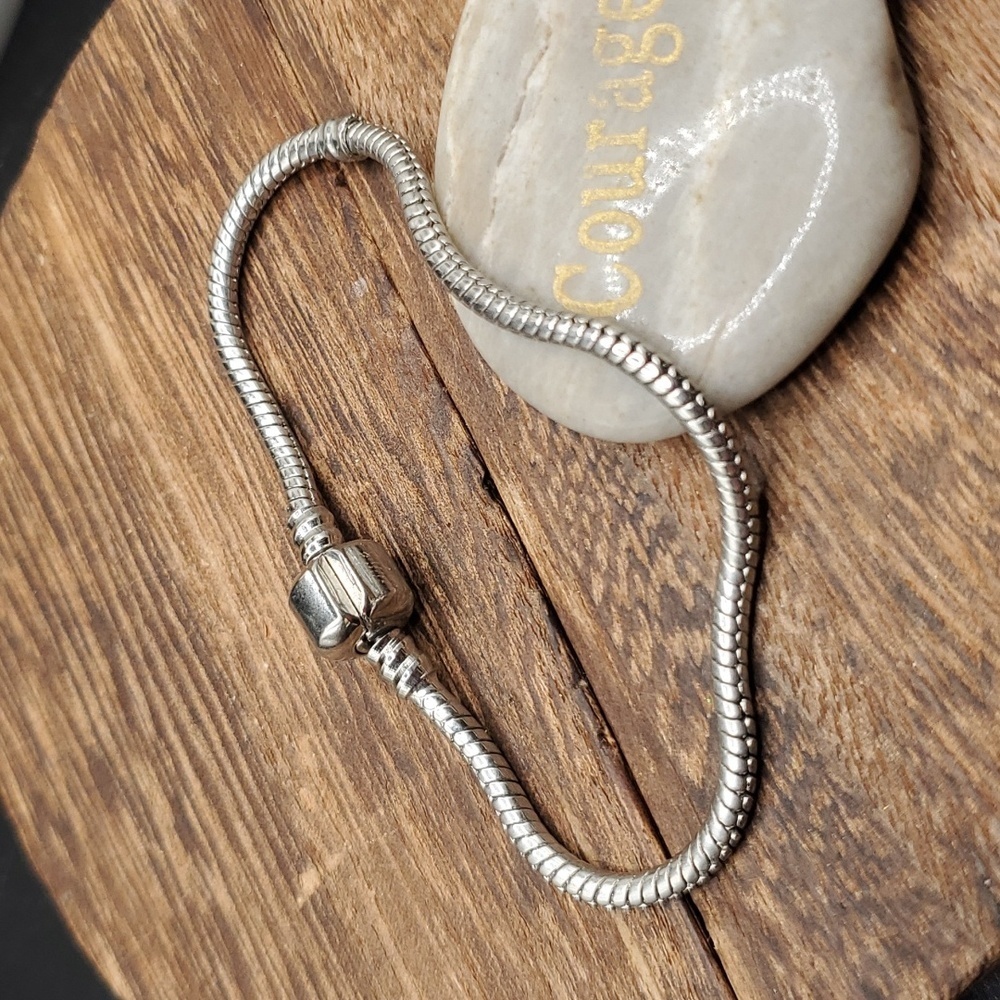 Barrel‎ clasp snake chain bracelet for charms B2814 sterling silver